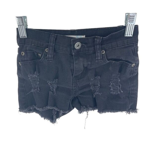 Vintage Havana girls Jean Shorts Cut Off Ripped Hot Pants Denim Black Size 7 - Picture 2 of 7